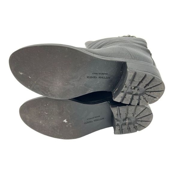 BOTTEGA VENETA RIDING BOOTS BLACK LEATHER SIZE 37 KNEE HIGH BOOTS MOTO - Picture 5 of 13